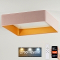 Brilagi - LED zatemnjiva rožnata stropna svetilka VELVET SQUARE SMART LED/36W/230V 60x60 cm 2700-6500K Wi-Fi Tuya + daljinski upravljalnik