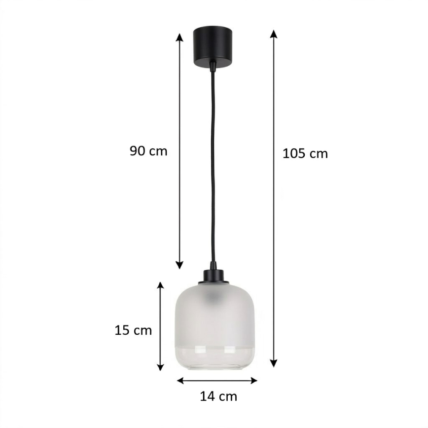 Brilagi - LED závesné svietidlo na lane RETRO GLASS 1xE27/60W/230V, priemer 14 cm, čierna/biela