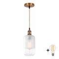 BRILAGI - LED závesné svietidlo na lankách RETRO GLASS 1xE27/60W/230V pr. 14 cm zlatá/biela