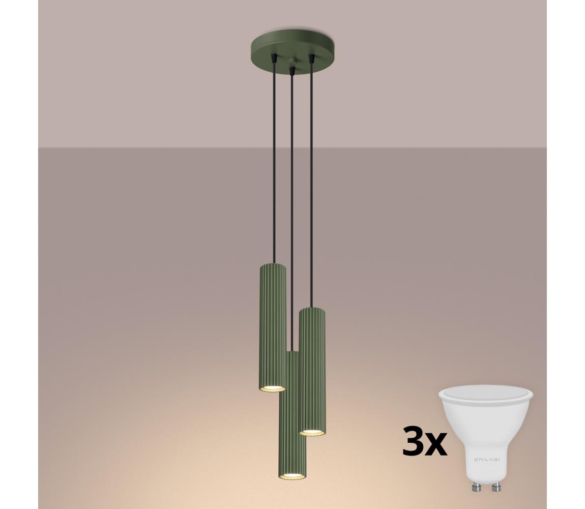 Brilagi - LED závesné svietidlo na lanku CRESTO 3xGU10/10W/230V zelené BR.1614
