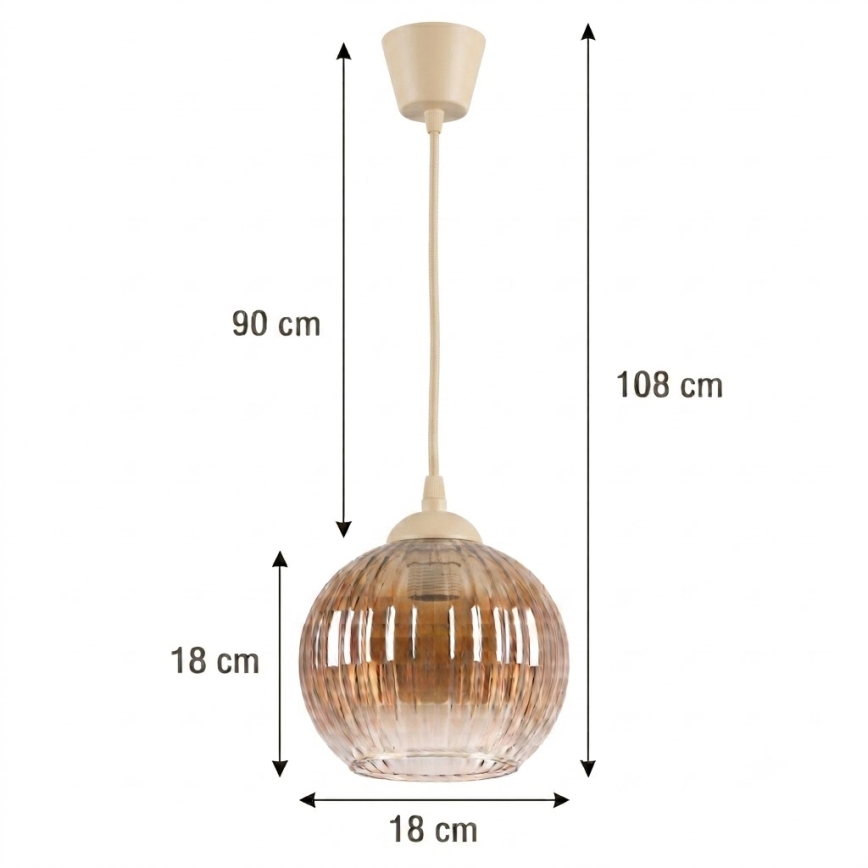 Brilagi - LED luster na lanku RETRO GLASS 1xE27/60W/230V pr. 18 cm béžová/dymovo-hnedá