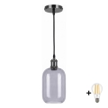 BRILAGI - LED závesné svietidlo na lanku RETRO GLASS 1xE27/60W/230V pr. 14 cm čierna/dymová sivá