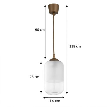 BRILAGI - LED závesné svietidlo na lanku RETRO GLASS 1xE27/60W/230V pr. 14 cm hnedá/biela