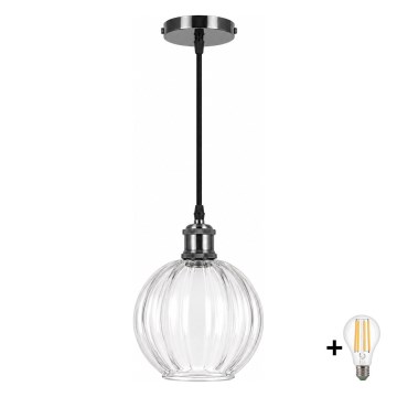 BRILAGI - LED Závesné svietidlo na lanku RETRO GLASS 1xE27/60W/230V pr. 18 cm čierna/číra