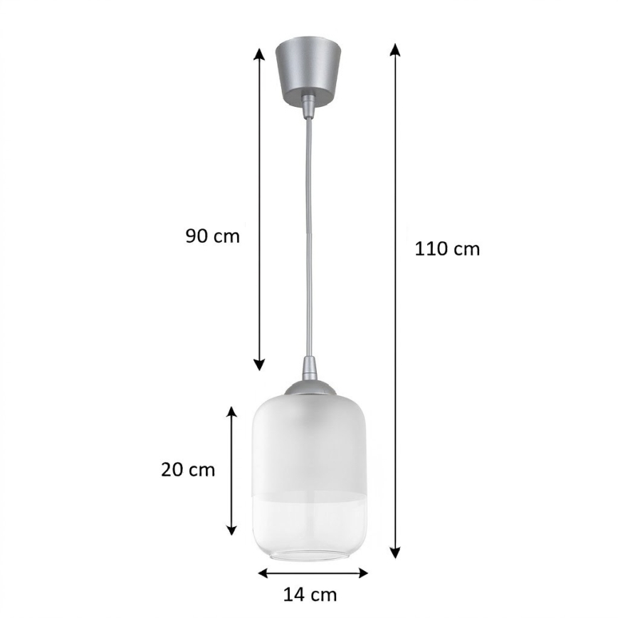 BRILAGI - LED závesné svietidlo na lanku RETRO GLASS, 1xE27/60W/230V, priemer 14 cm, strieborná/biela