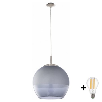 BRILAGI - LED závesné svietidlo na lanku RETRO GLASS 1xE27/60W/230V priemer 38 cm matný chróm/dymová šedá