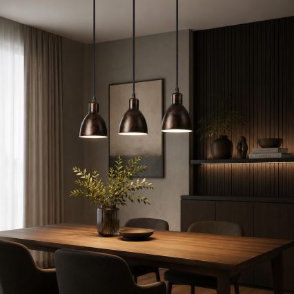 Brilagi - LED závesné svietidlo RIDDY na lanku 3xE27/60W/230V medená/patina