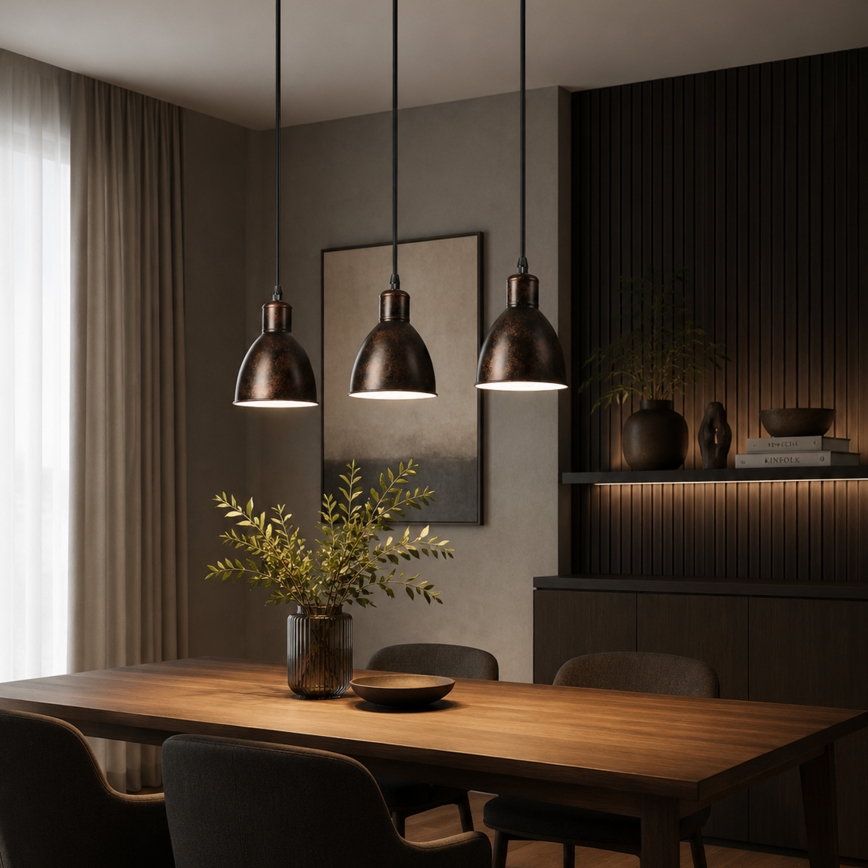 Brilagi - LED závesné svietidlo RIDDY na lanku 3xE27/60W/230V medená/patina