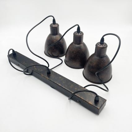 Brilagi - LED závesné svietidlo RIDDY na lanku 3xE27/60W/230V medená/patina