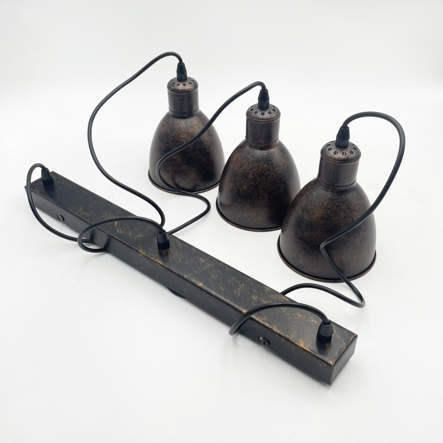 Brilagi - LED závesné svietidlo RIDDY na lanku 3xE27/60W/230V medená/patina