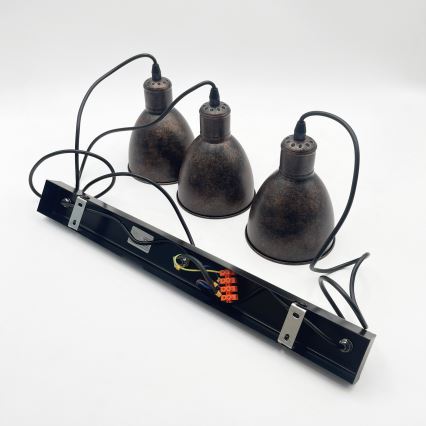Brilagi - LED závesné svietidlo RIDDY na lanku 3xE27/60W/230V medená/patina