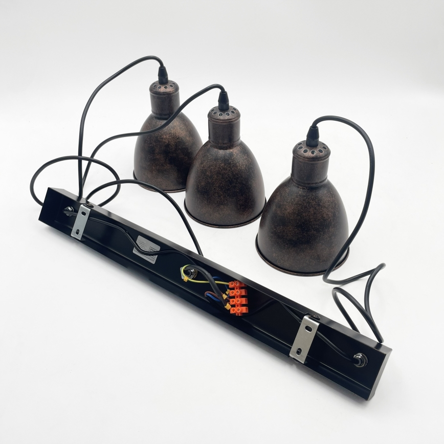 Brilagi - LED závesné svietidlo RIDDY na lanku 3xE27/60W/230V medená/patina