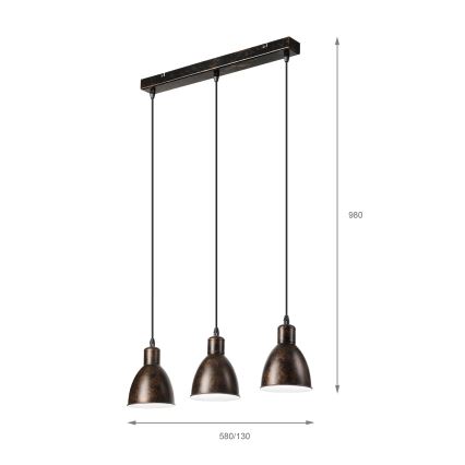 Brilagi - LED závesné svietidlo RIDDY na lanku 3xE27/60W/230V medená/patina