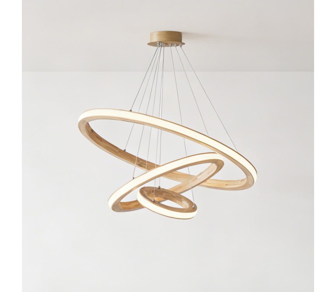 Brilagi - LED závesný drevený luster UMEA WOOD na lane LED/45W/230V, priemer 60 cm BRI448