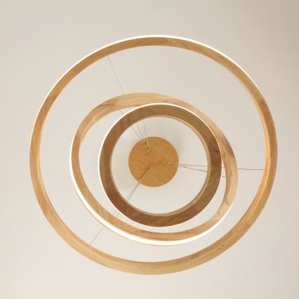 Brilagi - LED závesný drevený luster UMEA WOOD na lane LED/45W/230V, priemer 60 cm