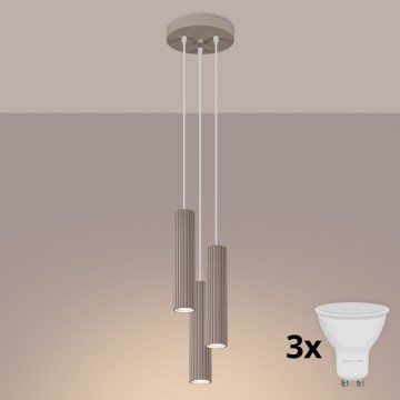 Brilagi - LED závesný luster CRESTO 3xGU10/10W/230V taupe