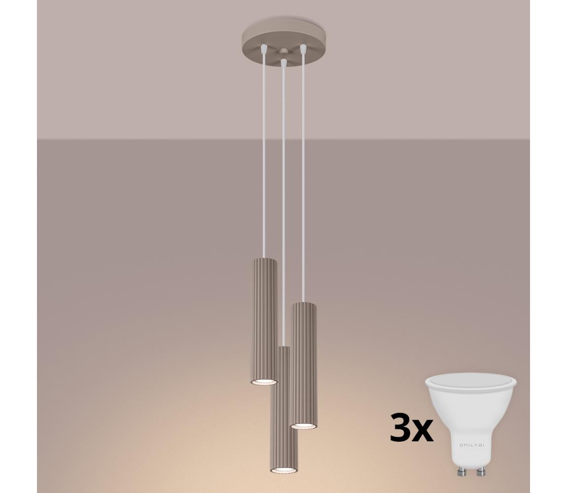 Brilagi - LED závesný luster CRESTO 3xGU10/10W/230V taupe BR.1775