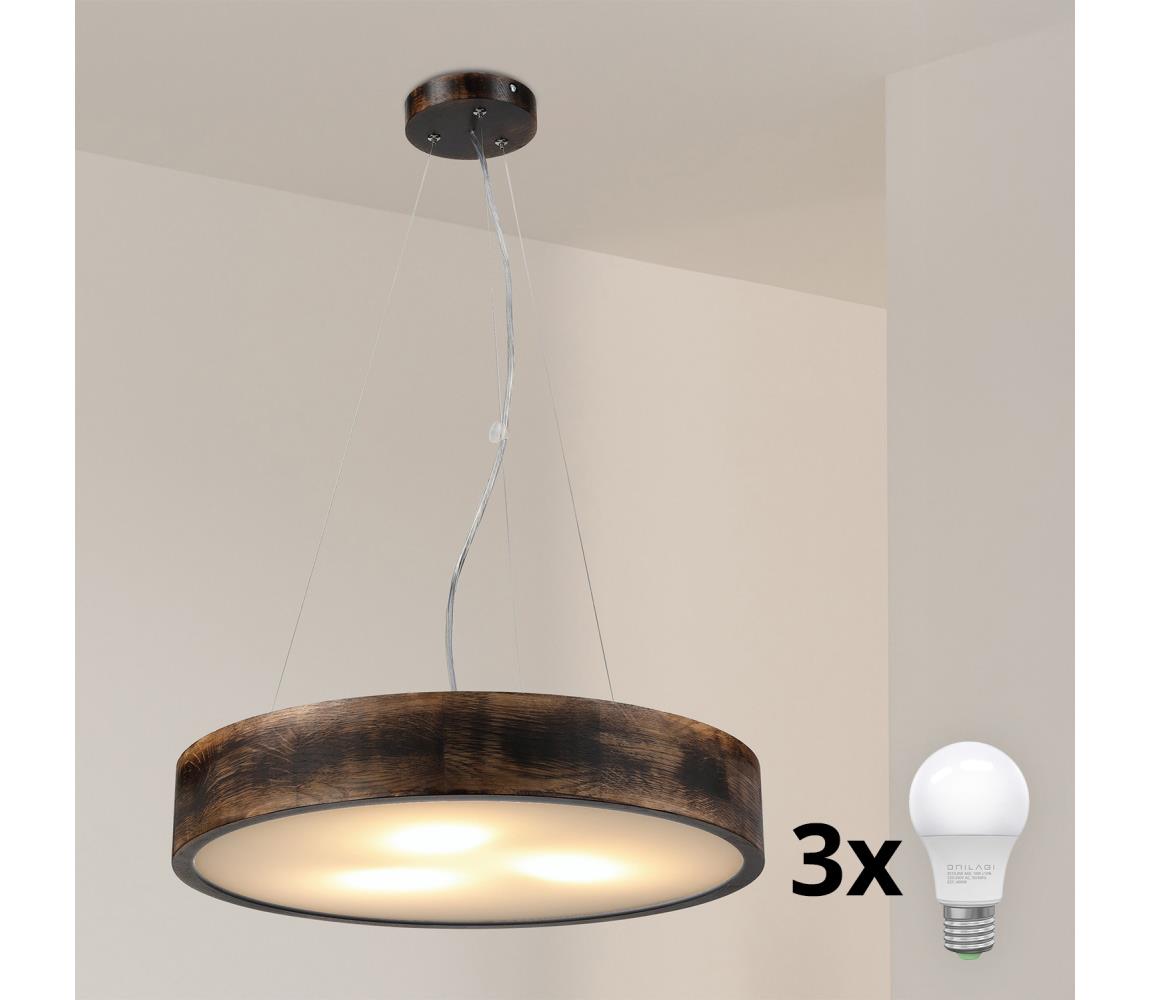 Brilagi - LED závesný luster na lane CARVALHO SMOKEY 3xE27/60W/230V dub pr. 47,5 cm 8590828019510