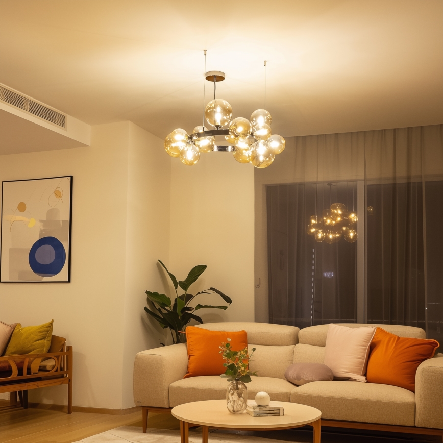 Brilagi - LED závesný luster na lane MILLA 15xG9/3W/230V čierny chróm/zlatá