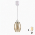 Brilagi - LED závesný luster na lane RETRO GLASS 1xE27/60W/230V priem. 17 cm biela/dymovo-béžová