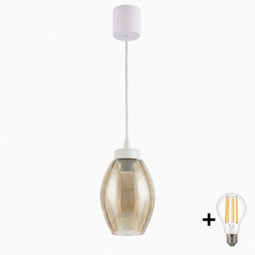 Brilagi - LED závesný luster na lane RETRO GLASS 1xE27/60W/230V priem. 17 cm biela/dymovo-béžová