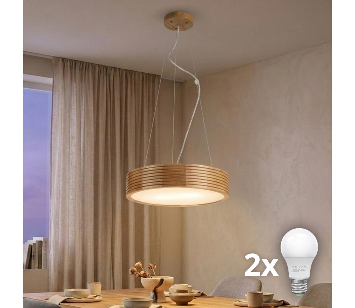Brilagi - LED závesný luster na lankách CARVALHO MODERN 2xE27/60W/230V dub, priemer 37,5 cm 8590828039389