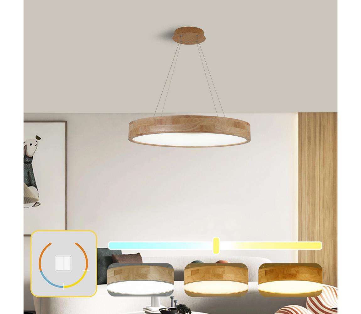 Brilagi - LED závesný luster na lankách FALCON WOOD LED/40W/230V 3000/4000/6000K 60 cm drevo BRI534