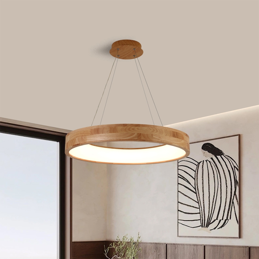 Brilagi - LED závesný luster na lanku FALCON WOOD LED/40W/230V 3000/4000/6000K, priemer 60 cm, drevo