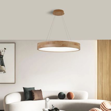 Brilagi - LED závesný luster na lanku FALCON WOOD LED/40W/230V 3000/4000/6000K, priemer 60 cm, drevo