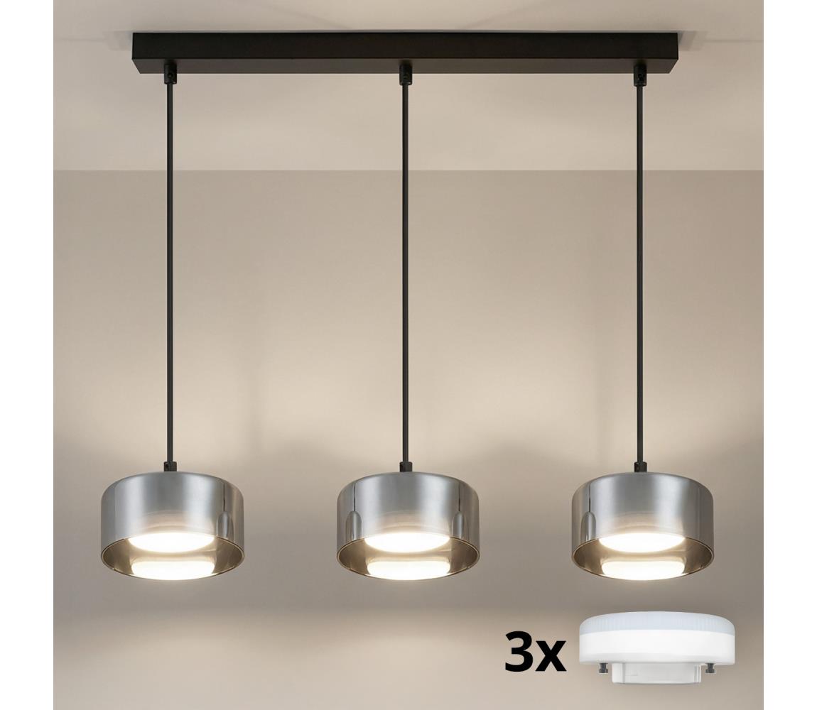 Brilagi - LED Závesný luster na lanku AURA LUX 3xGX53/30W/230V čierna/dymová WO-OEM-CF-18-BK