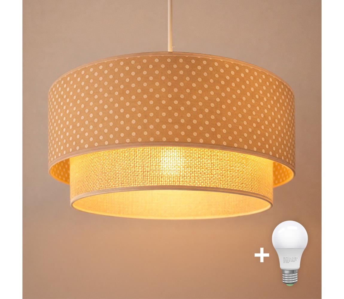 Brilagi-LED Závesný luster na lanku BOHO BOBO 1xE27/60W/230V, priemer 40 cm, s bodkami, béžová/krémová 8590828051145