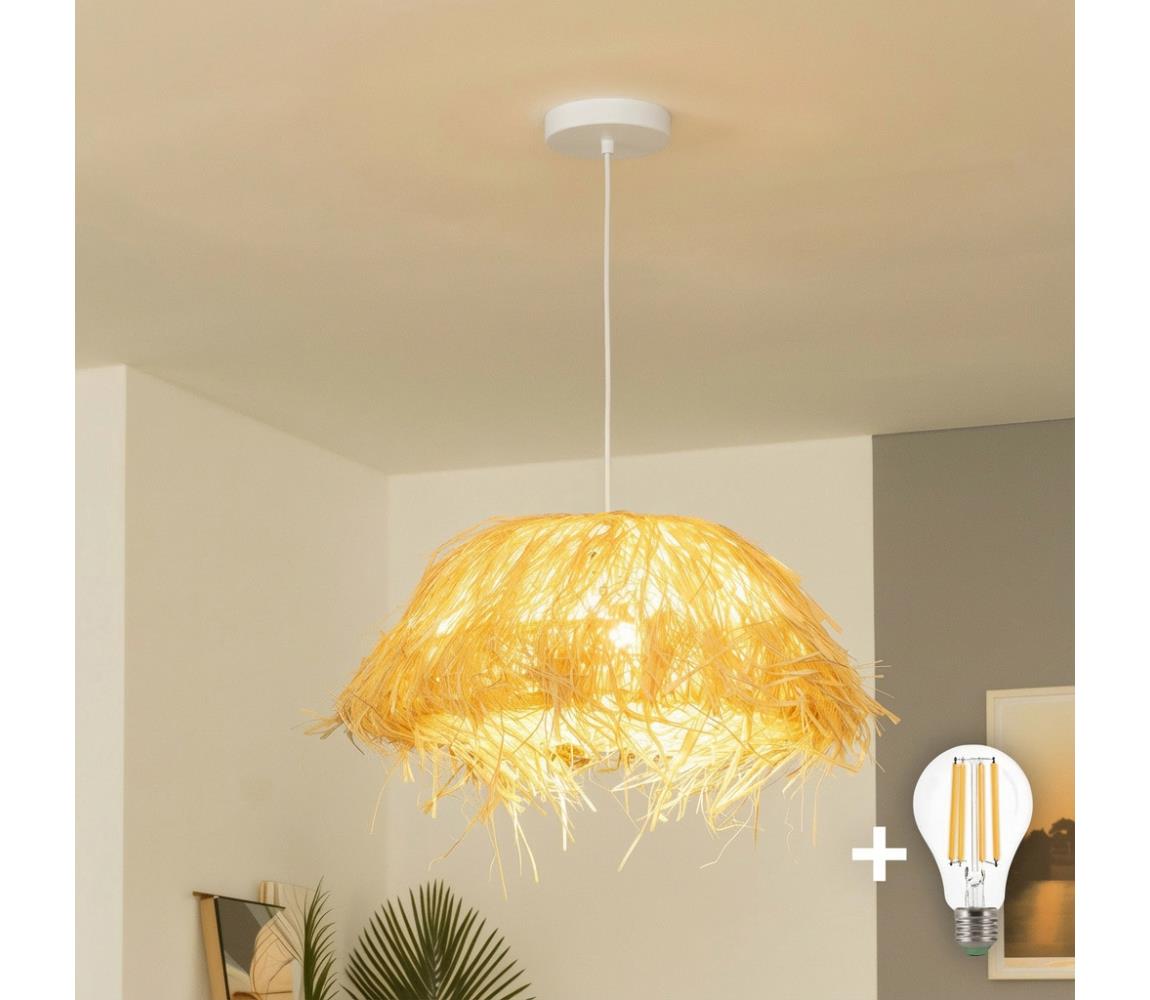 Brilagi - LED závesný luster na lanku CERIA BOHO 1xE27/40W/230V pr. 40 cm rafia EG300171+EG781148