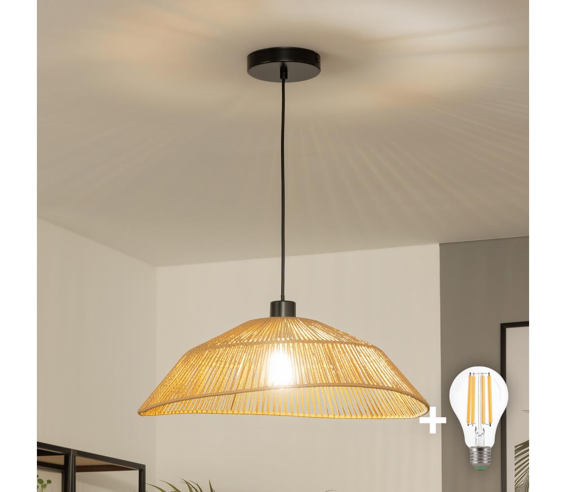 Brilagi - LED závesný luster na lanku CERIA BOHO 1xE27/40W/230V priemer 50 cm hnedý BG3987+EG781097