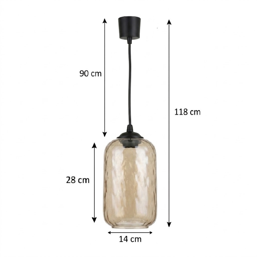 Brilagi - LED zavesný luster na lane RETRO GLASS 1xE27/60W/230V pr. 14 cm čierna/dymová hnedá