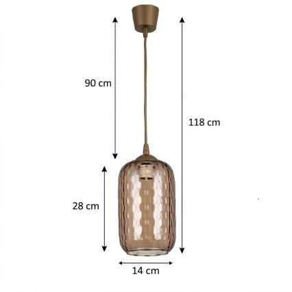 Brilagi - LED luster na lanku RETRO GLASS 1xE27/60W/230V priemer 14 cm hnedá//dymová hnedá