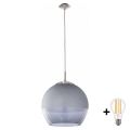 BRILAGI - LED závesný luster na lanku RETRO GLASS 1xE27/60W/230V matný chróm/dýmová sivá