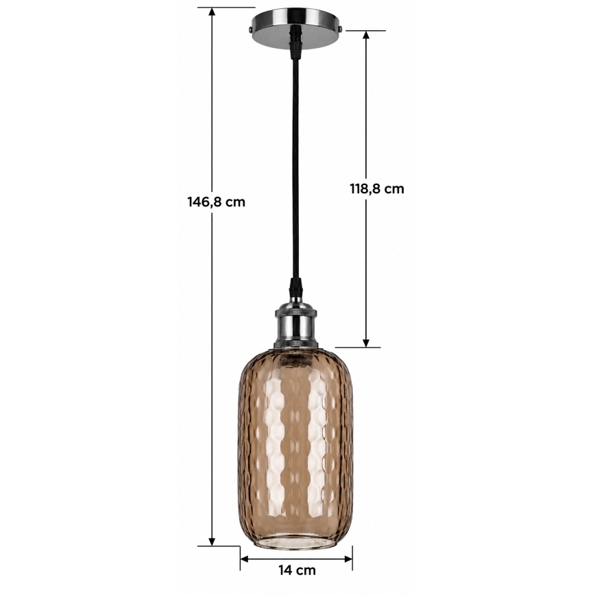 BRILAGI - LED luster na lankách RETRO GLASS 1xE27/60W/230V pr. 14 cm čierna/dymová hnedá