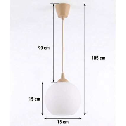 Brilagi - LED závesný luster na lanku RETRO GLASS 1xE27/60W/230V pr. 15 cm béžová/biela