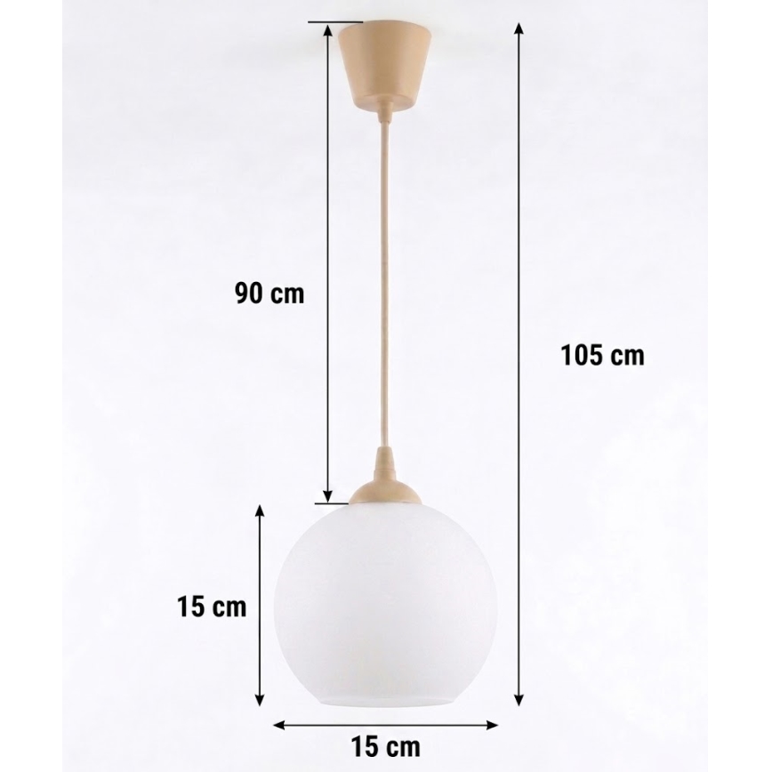 Brilagi - LED závesný luster na lanku RETRO GLASS 1xE27/60W/230V pr. 15 cm béžová/biela
