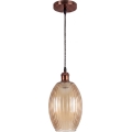 Brilagi - LED závesný luster na lanku RETRO GLASS 1xE27/60W/230V pr. 17 cm medený/dýmovo-béžový