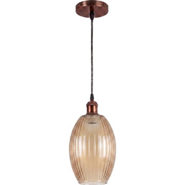 Brilagi - LED závesný luster na lanku RETRO GLASS 1xE27/60W/230V pr. 17 cm medený/dýmovo-béžový