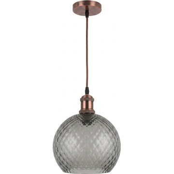 Brilagi - LED závesný luster na lanku RETRO GLASS 1xE27/60W/230V pr. 25 cm medená/dymovo-šedá