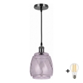 BRILAGI - LED závesný luster na lanku RETRO GLASS 1xE27/60W/230V pr. 26 cm čierna/dymovo sivá