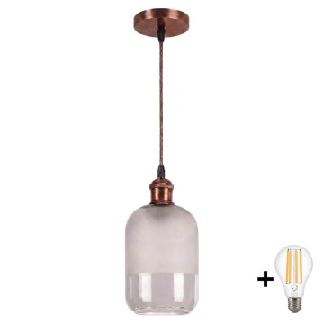 Brilagi - LED závesný luster na lanku RETRO GLASS 1xE27/60W/230V priemer 14 cm medená/biela