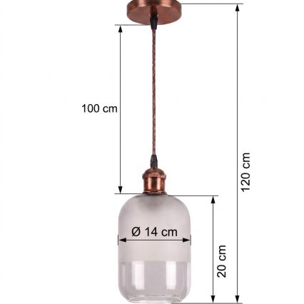 Brilagi - LED závesný luster na lanku RETRO GLASS 1xE27/60W/230V priemer 14 cm medená/biela