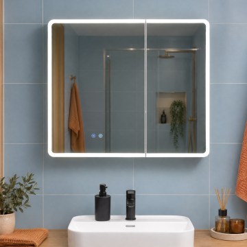 BRILAGI - LED Zrkadlová kúpeľňová skrinka s podsvietením NOTO DOUBLE 78x65 cm