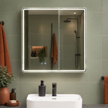 BRILAGI - LED zrkadlová kúpeľňová skrinka s podsvietením NOTO DOUBLE 78x70 cm