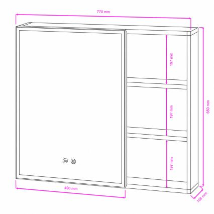 BRILAGI - LED Zrkadlová kúpeľňová skrinka s podsvietením NOTO SINGLE 78x65 cm