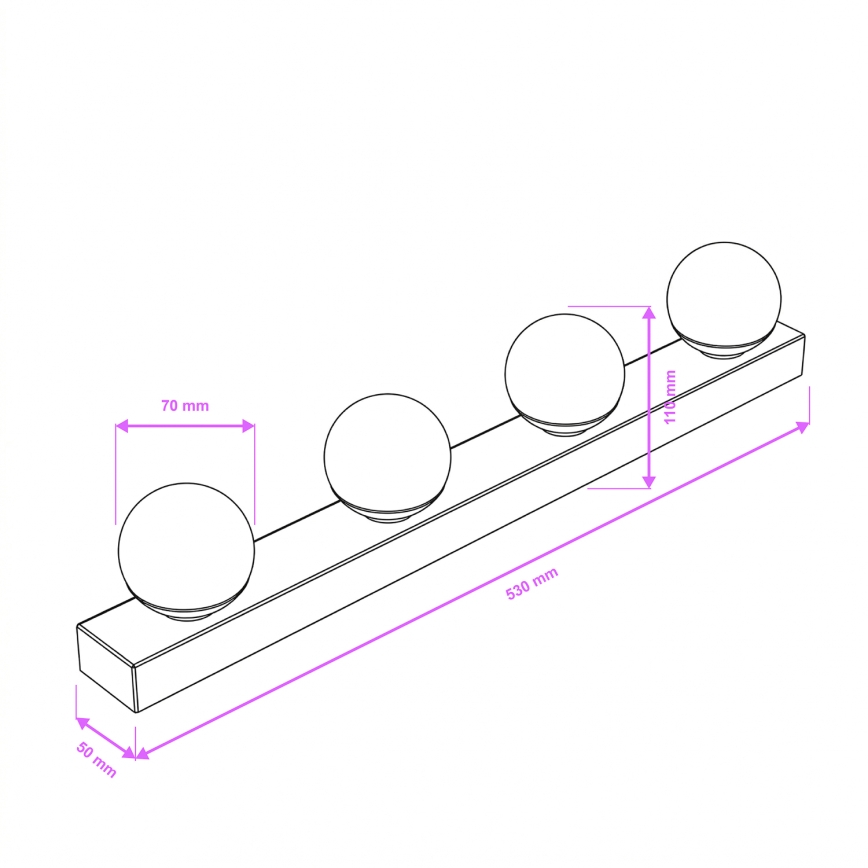 Brilagi - LED osvetlenie zrkadla do kúpeľne HOLLYWOOD 4xLED/3W/230V 53 cm IP44 lesklý chróm