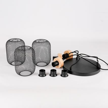 Brilagi - Luster na lane BASKLITE 3xE27/15W/230V drevo/čierna